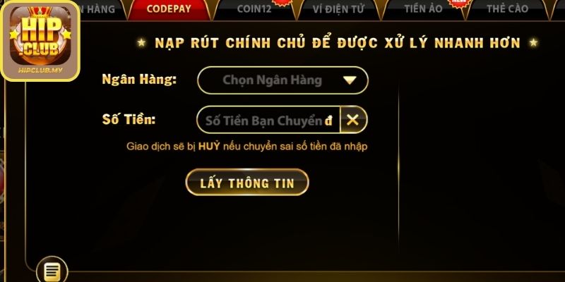 Hướng dẫn nạp tiền HIPCLUB qua các phương thức phổ biến